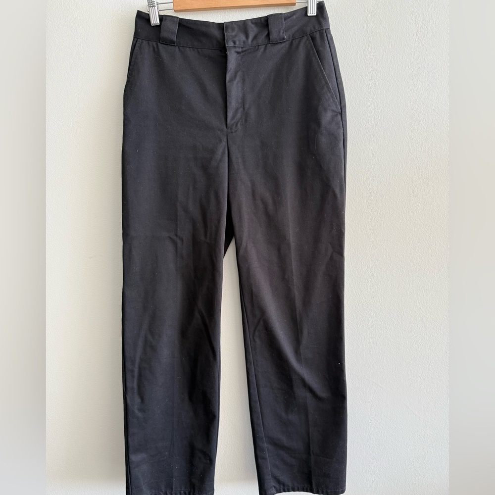 TNA black cotton straight leg trousers